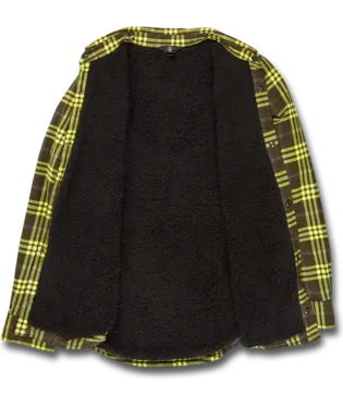 21/22 Volcom Mens Sherpa Flannel Jacket Black Green