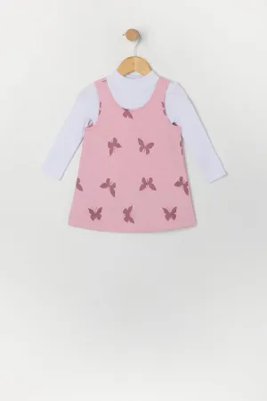 Baby Butterfly Knit Dress and Long Sleeve Top 2 Piece Set