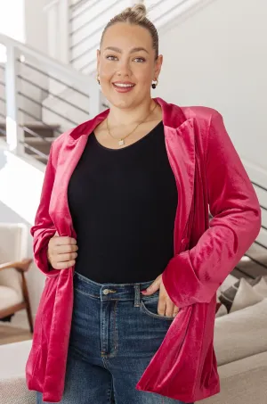 BiBi Verity Velvet Blazer in Pink