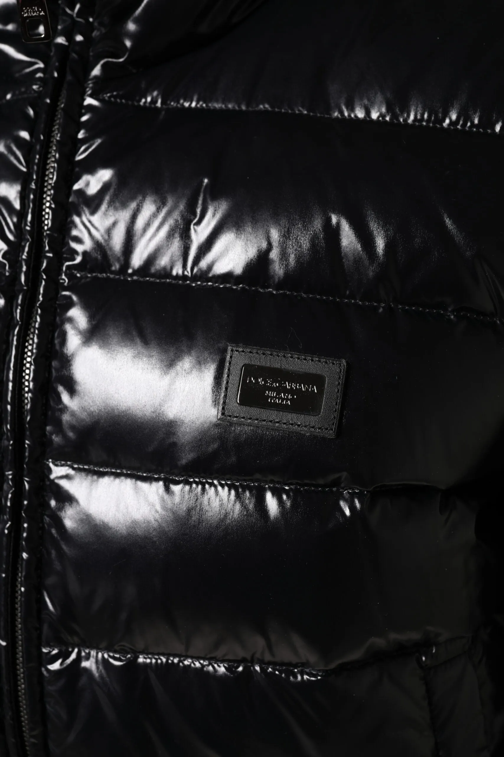 Black Logo Plaque Full Zip Puffer Jacket