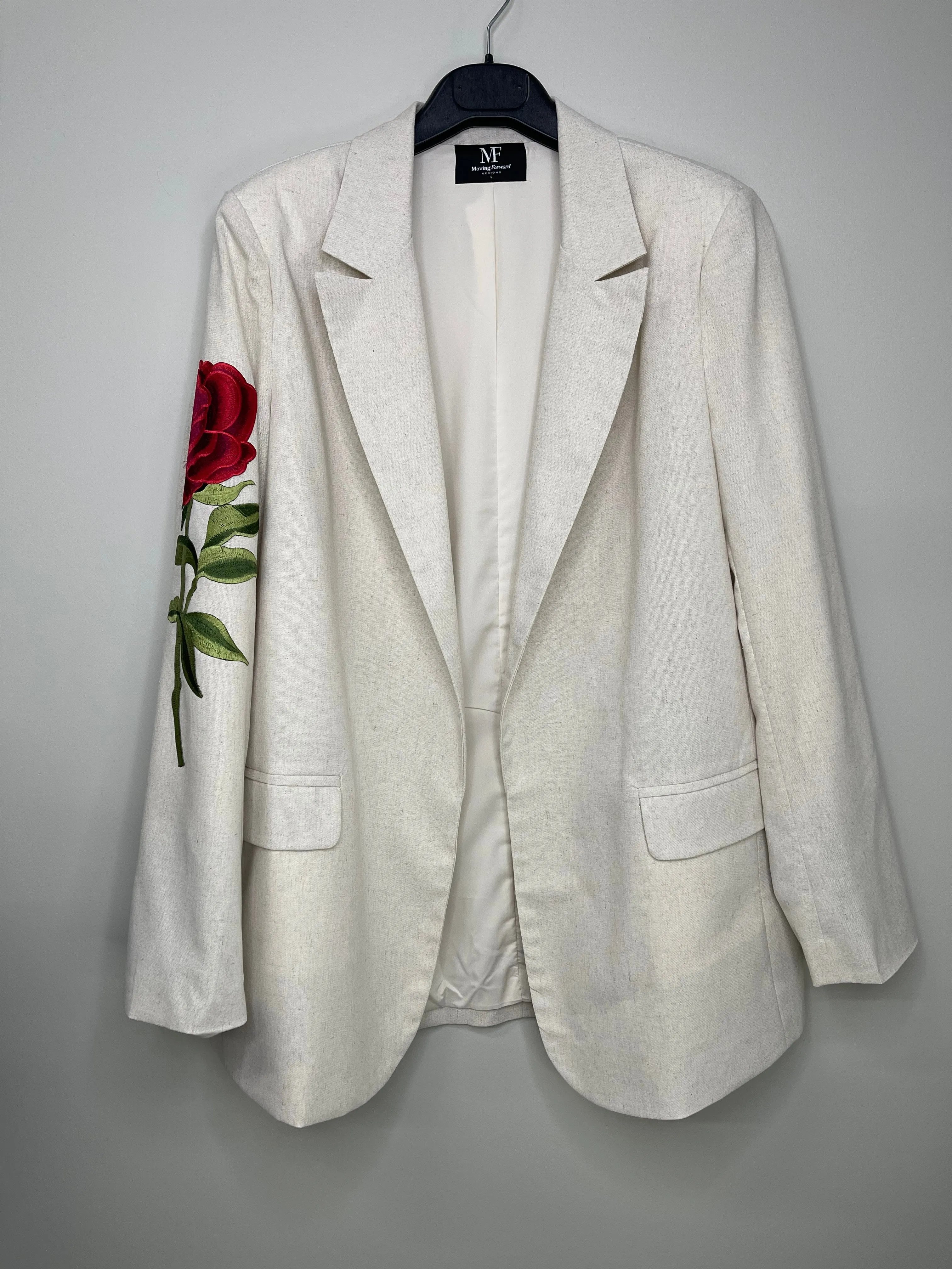 Blazer, Linen Natural, Rose Sleeve