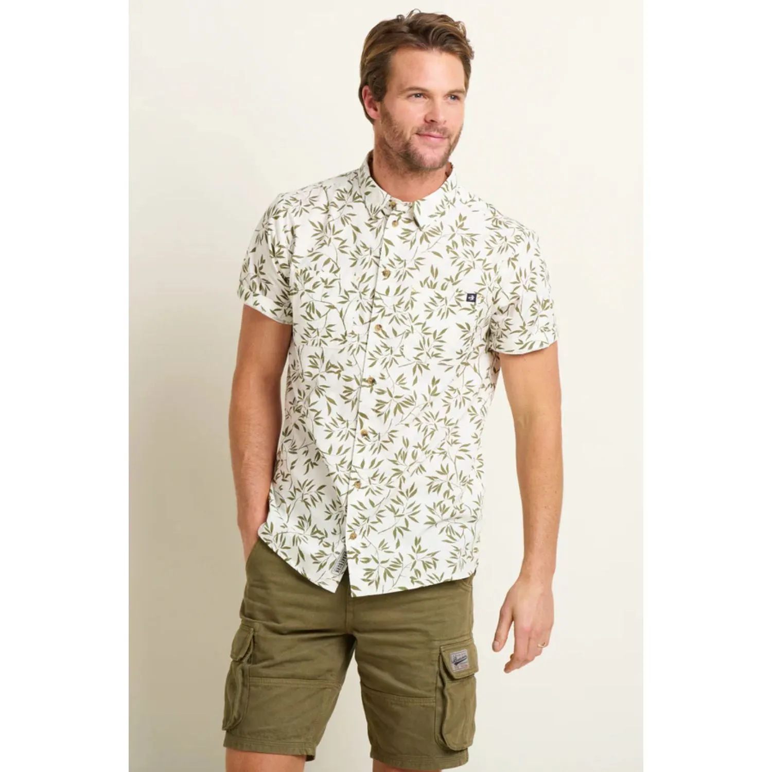 Brakeburn M White Bamboo Leaf Shirt