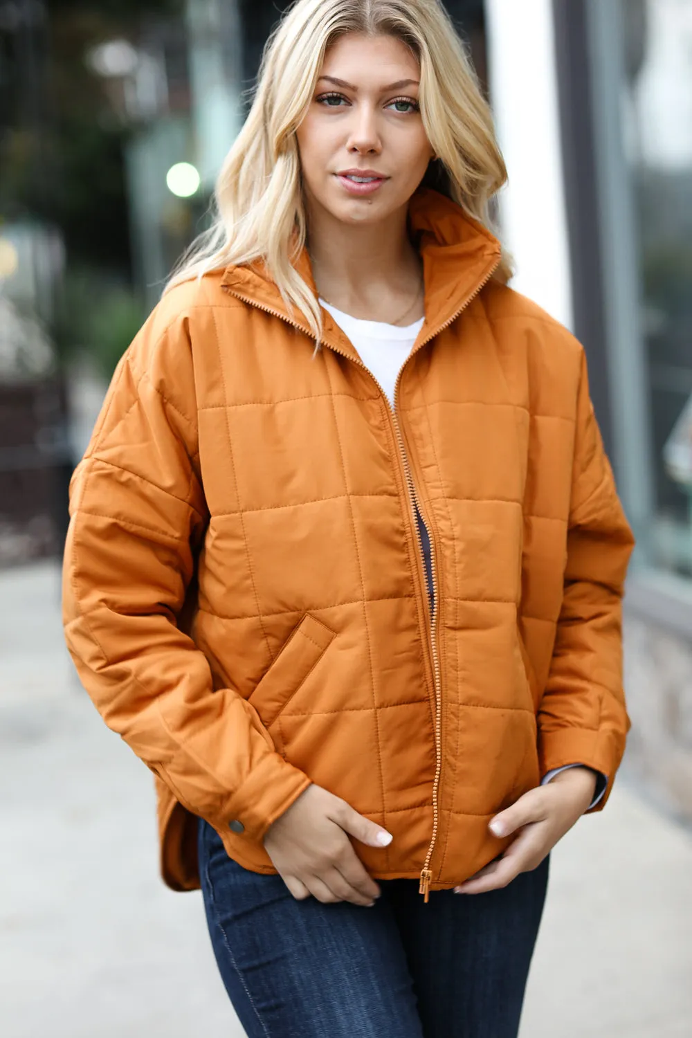 Butterscotch Quilted Puffer Jacket