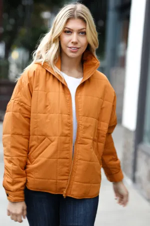 Butterscotch Quilted Puffer Jacket