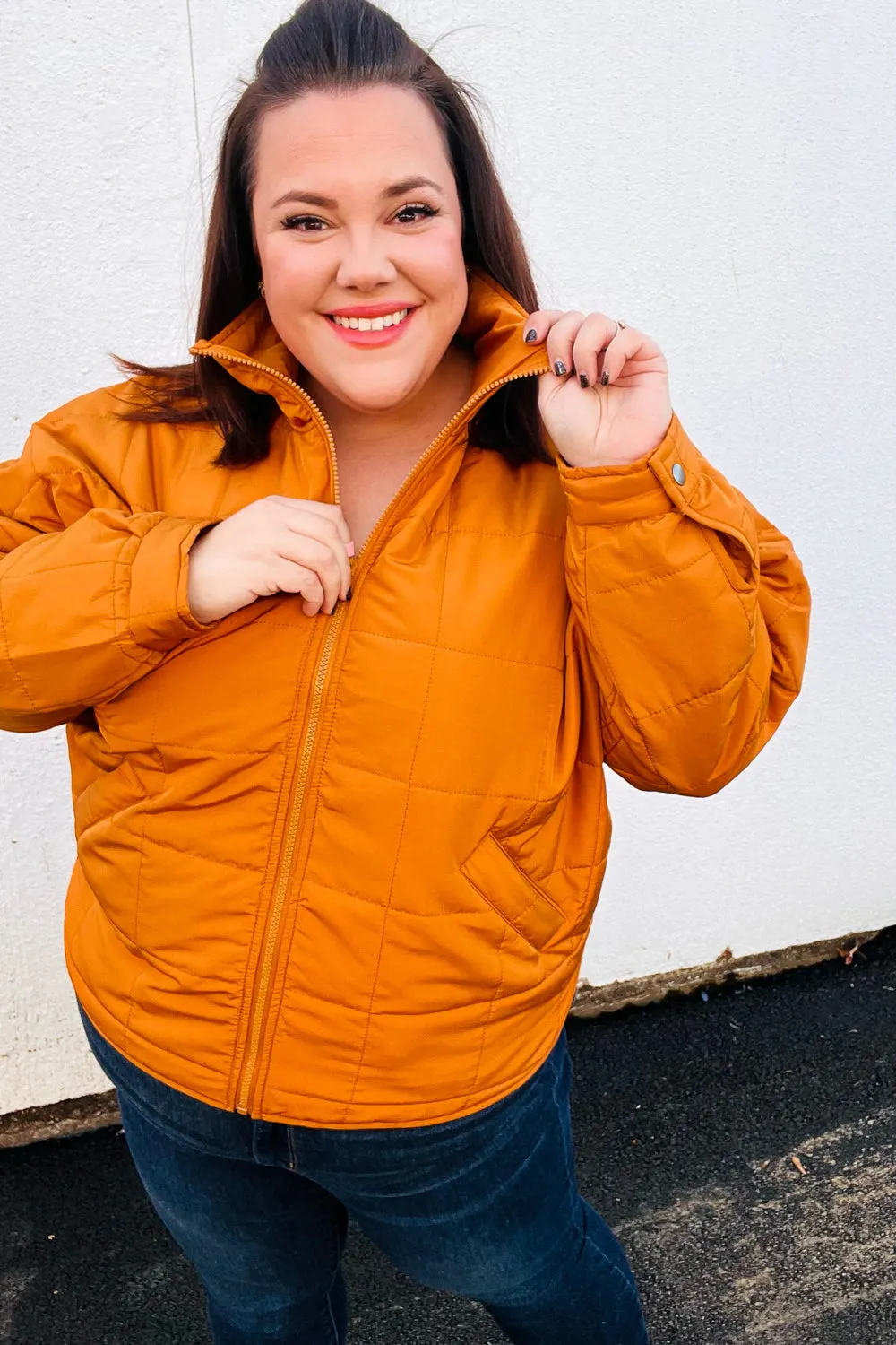 Butterscotch Quilted Puffer Jacket
