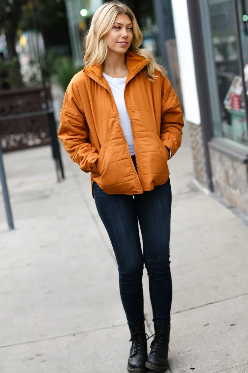 Butterscotch Quilted Puffer Jacket