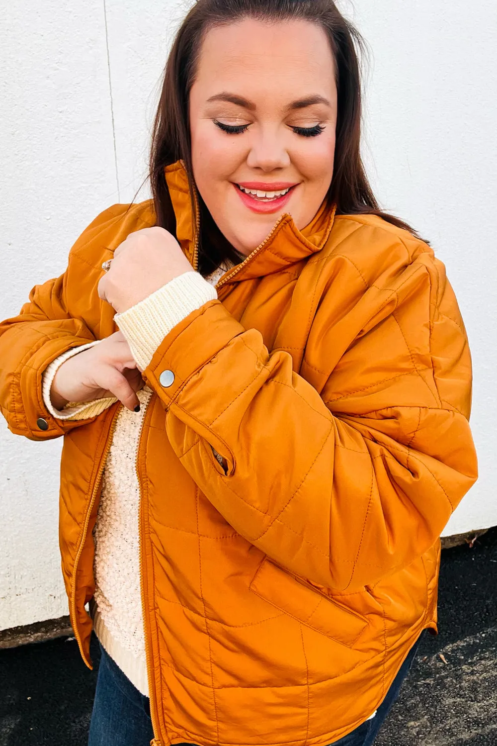Butterscotch Quilted Puffer Jacket