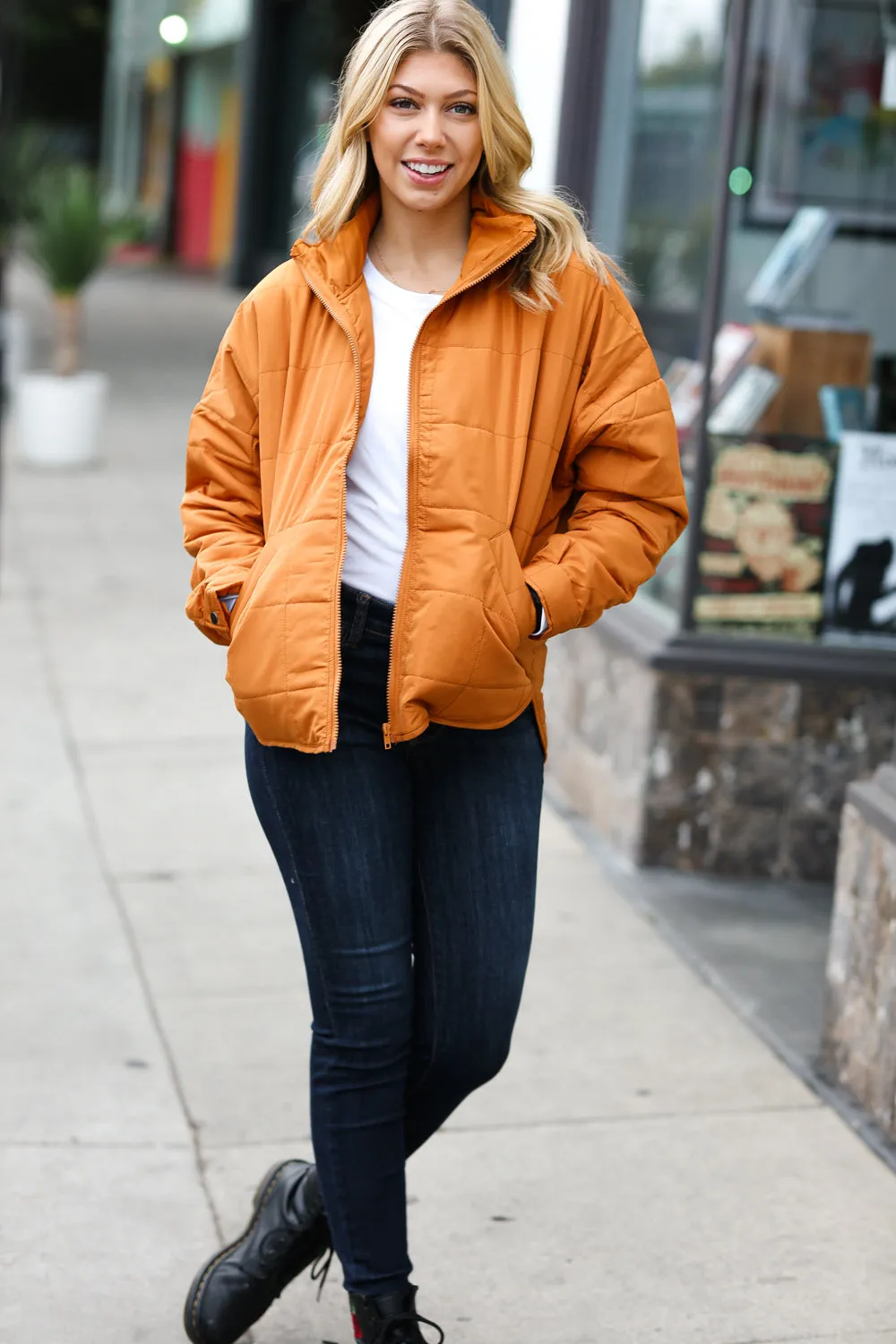 Butterscotch Quilted Puffer Jacket