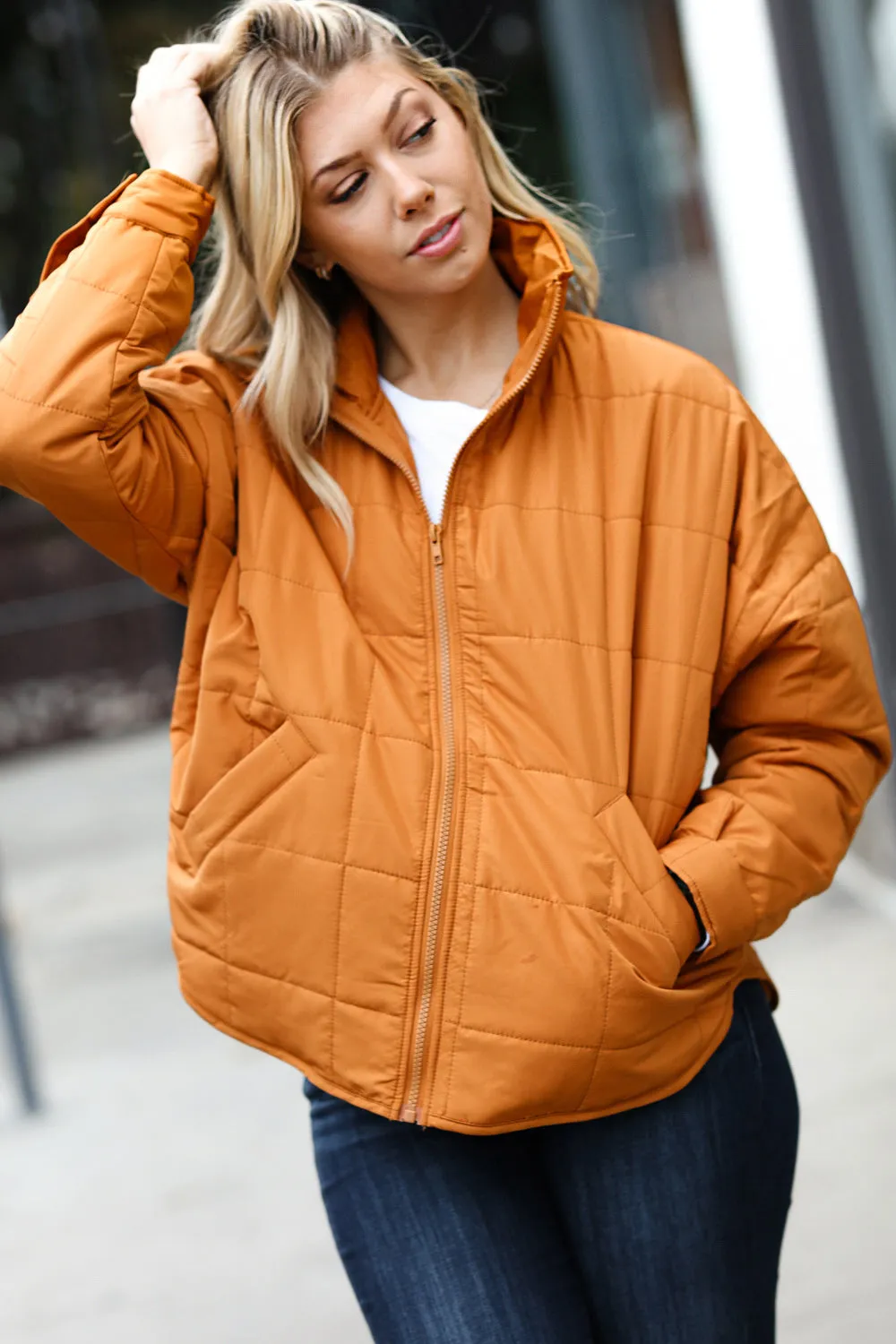 Butterscotch Quilted Puffer Jacket