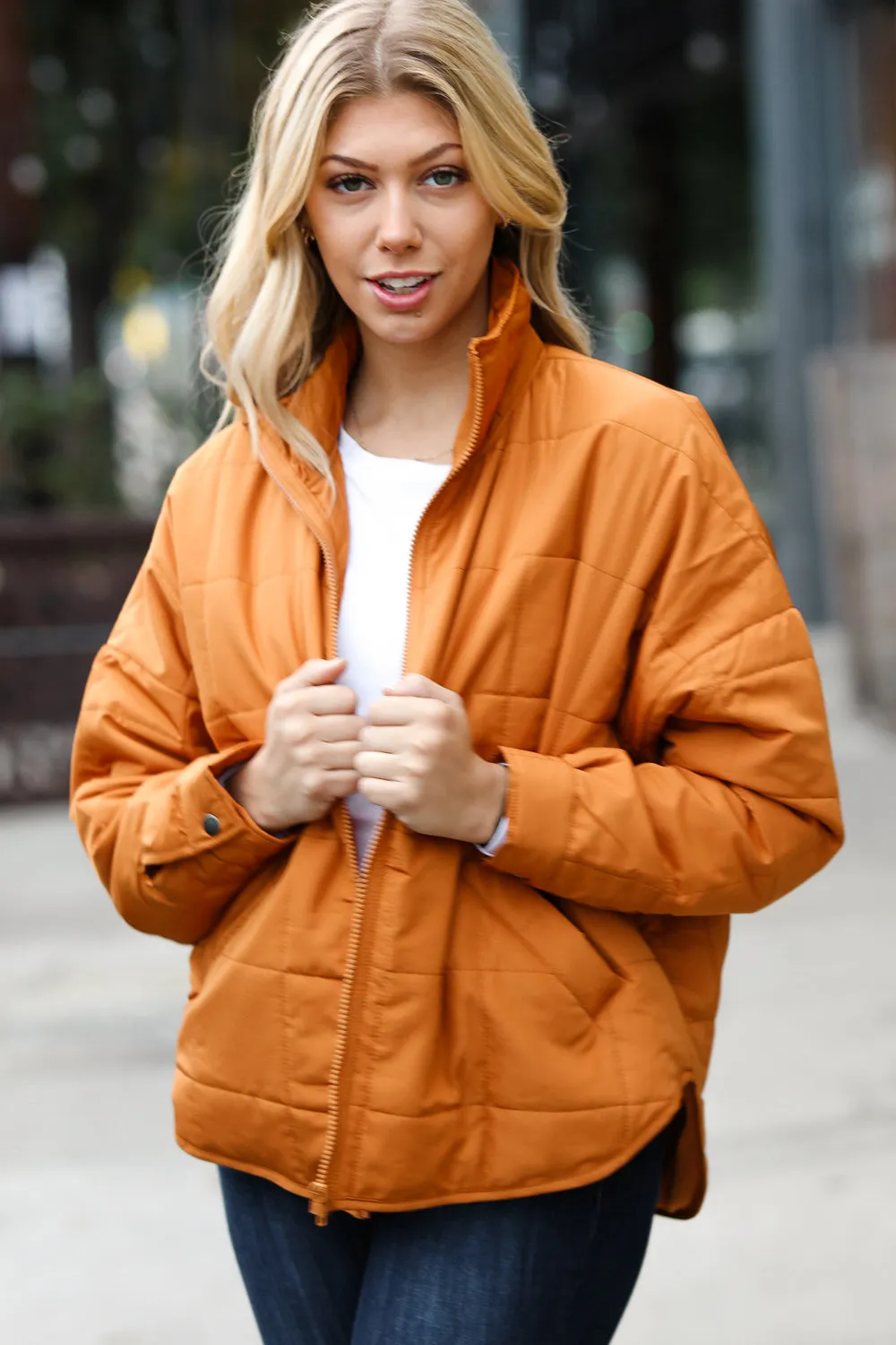 Butterscotch Quilted Puffer Jacket