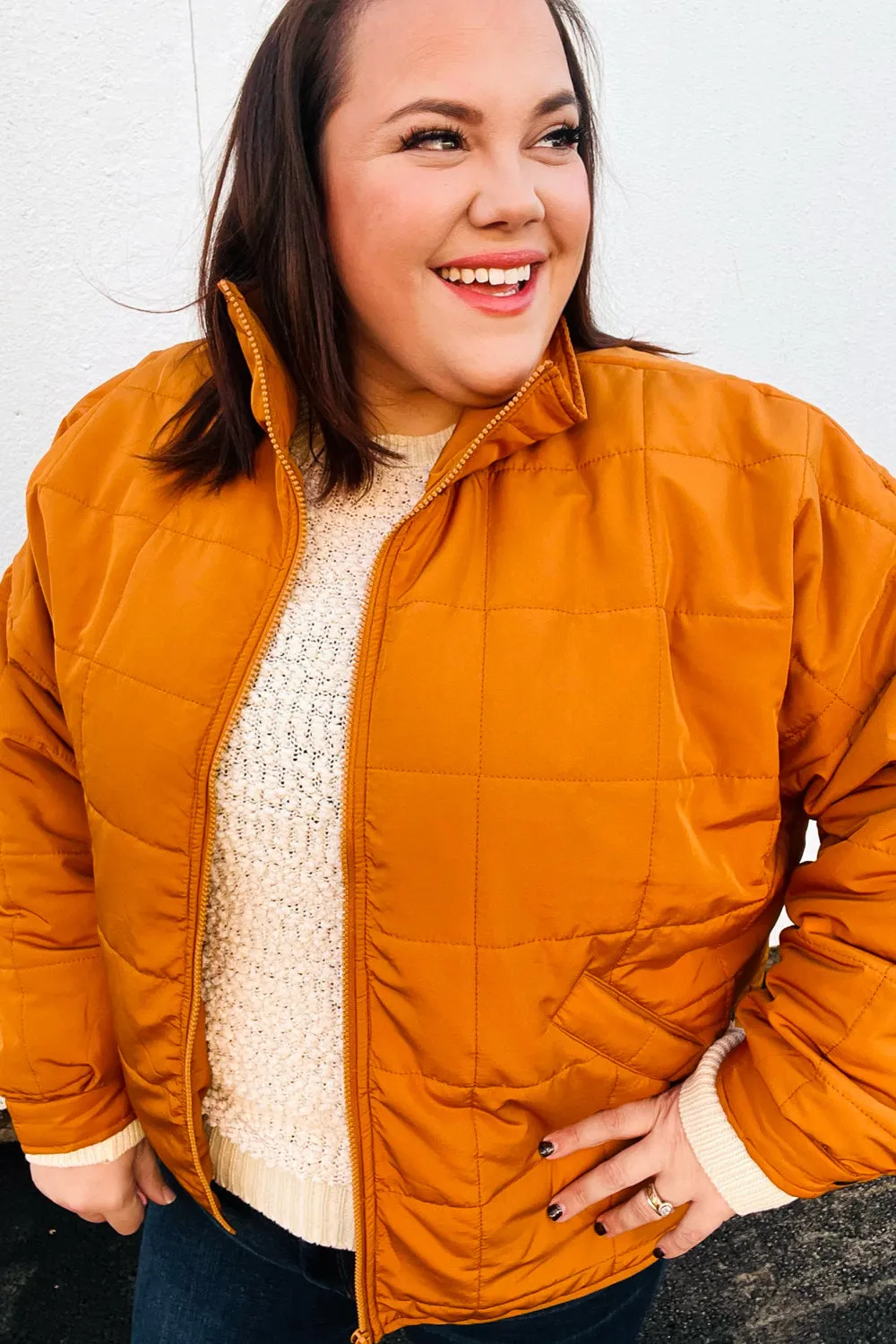 Butterscotch Quilted Puffer Jacket