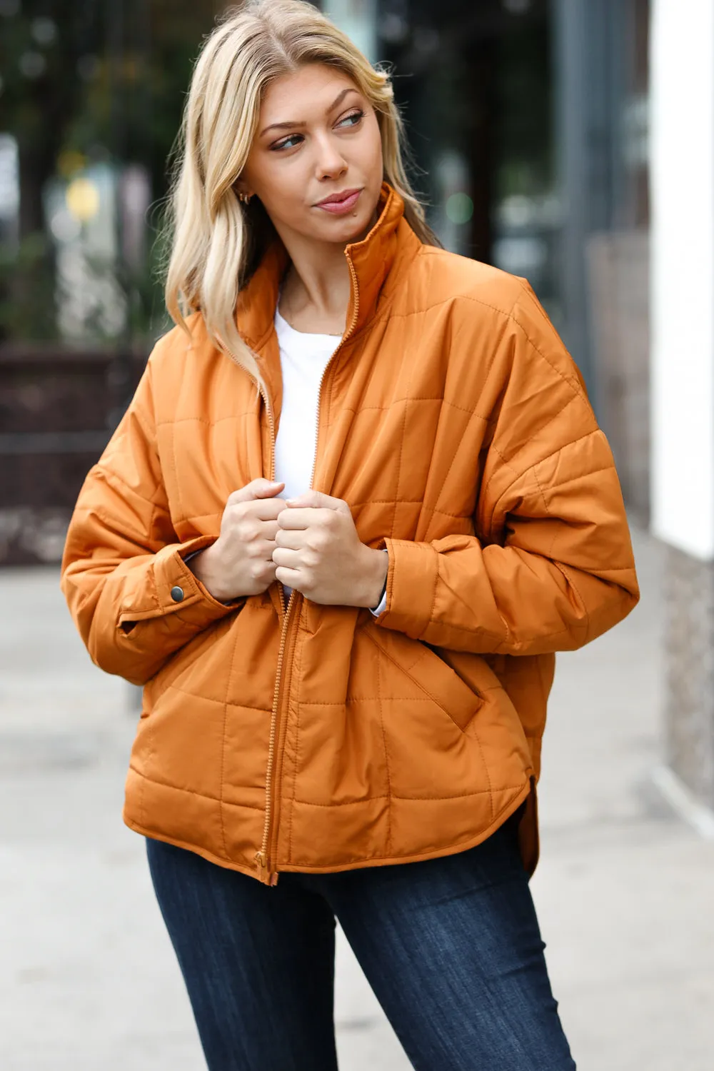 Butterscotch Quilted Puffer Jacket