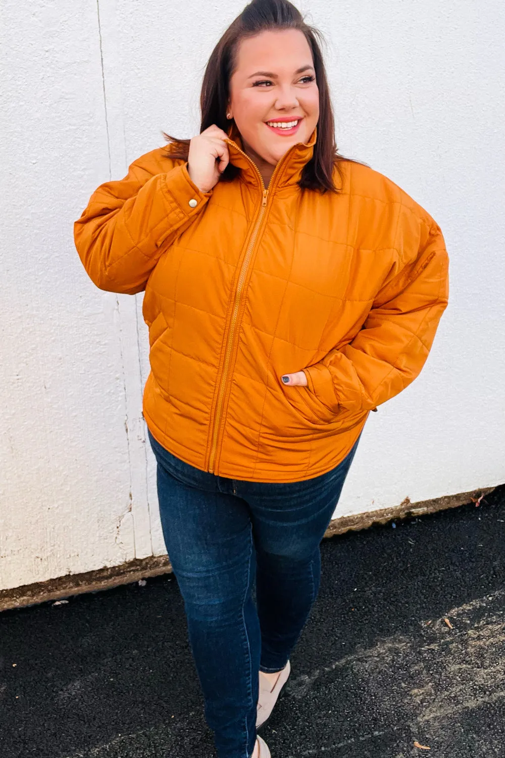 Butterscotch Quilted Puffer Jacket