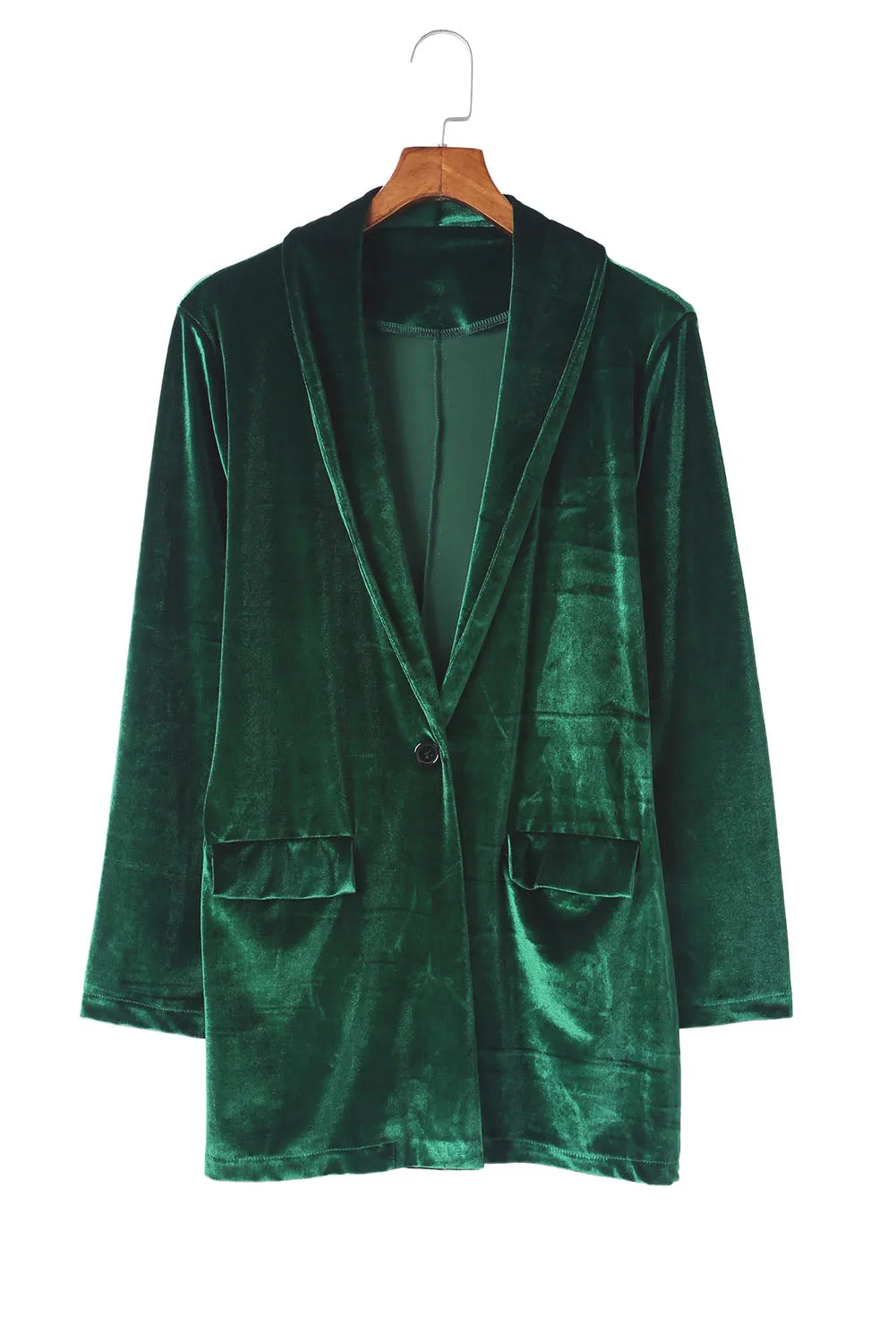 Casual Pocketed Velvet Blazer