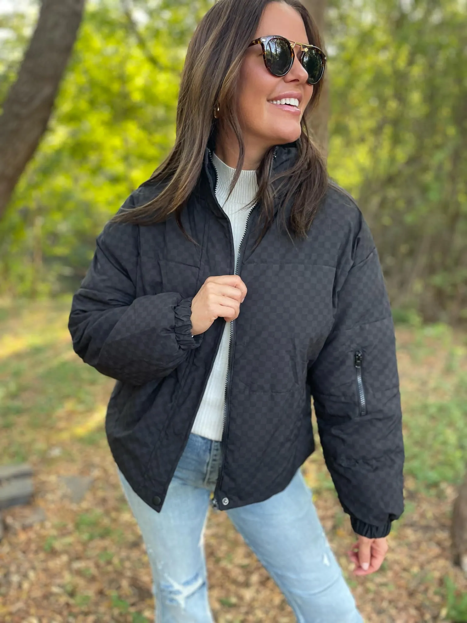 Checkerboard Puffer Jacket