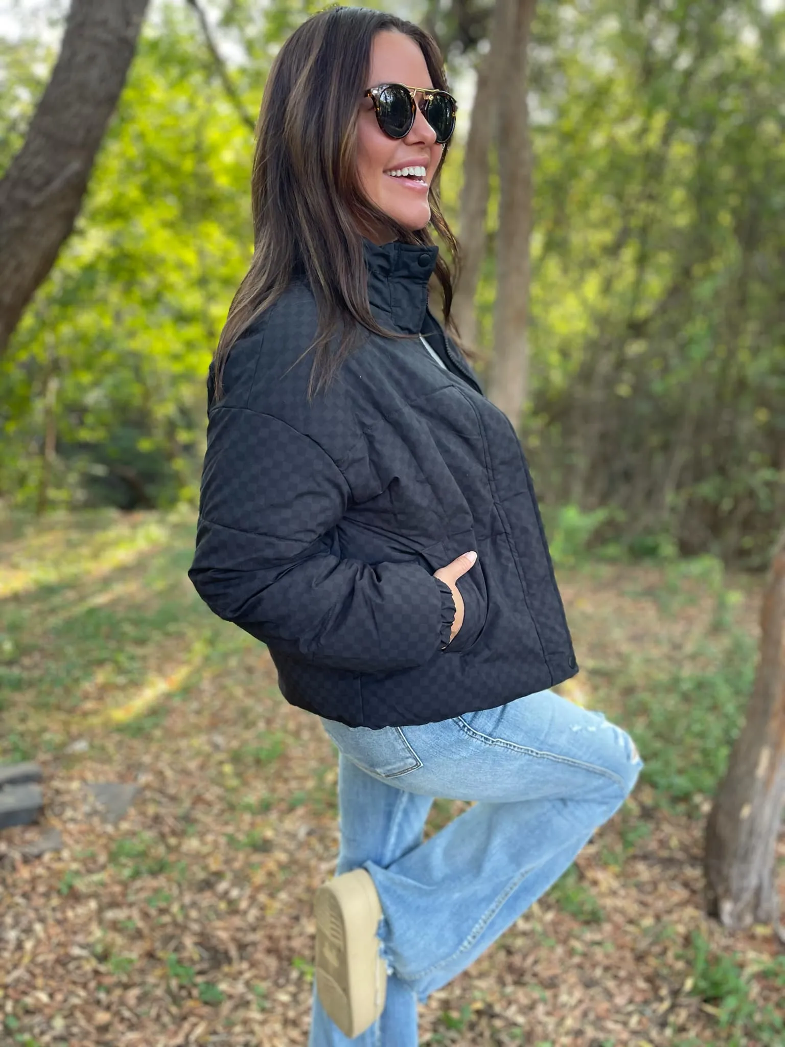Checkerboard Puffer Jacket