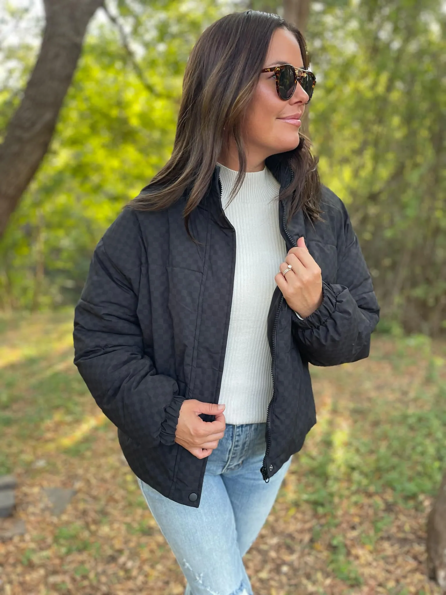 Checkerboard Puffer Jacket