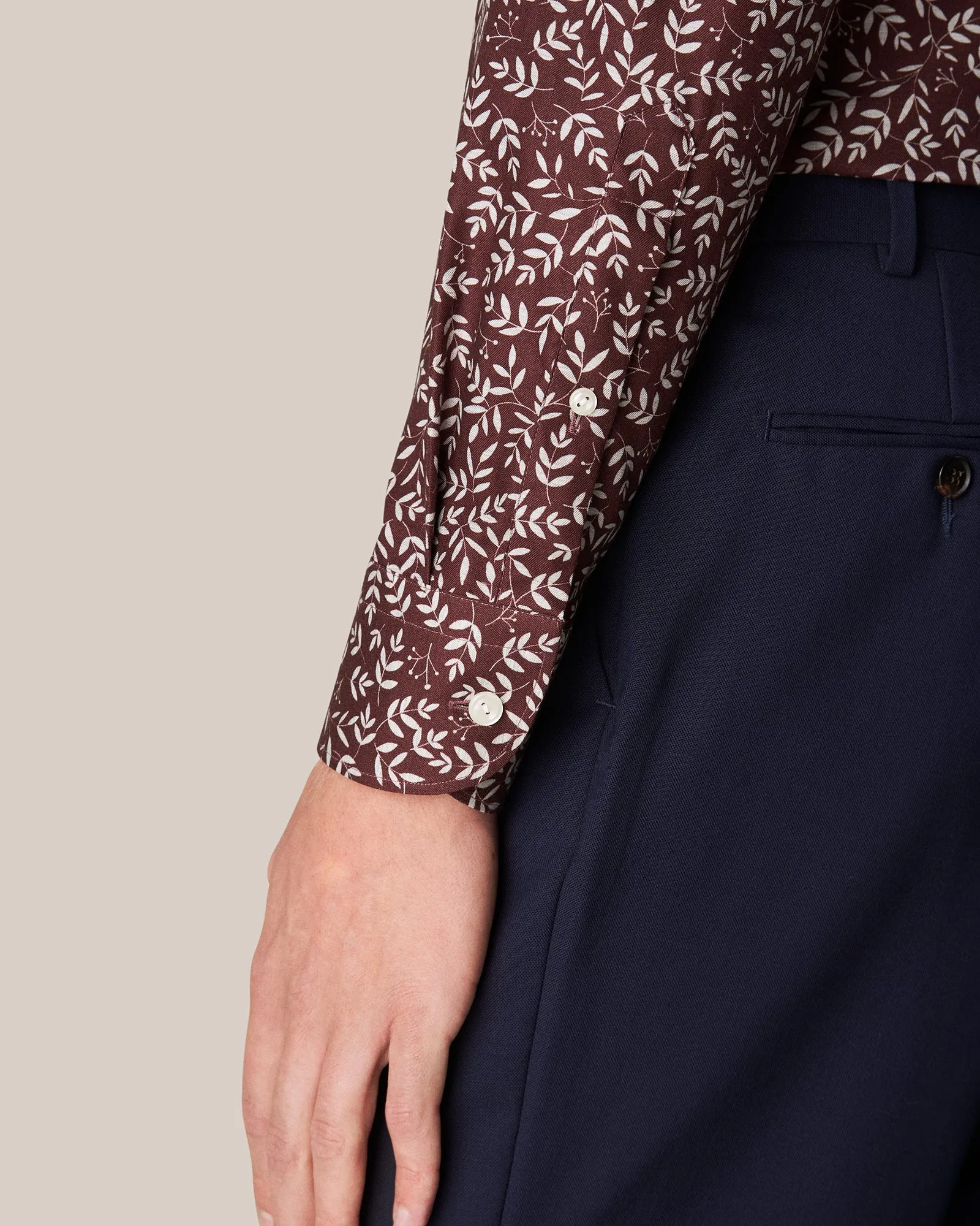 ETON 10000394057 MAROON PRINT SLIM SC SHIRT