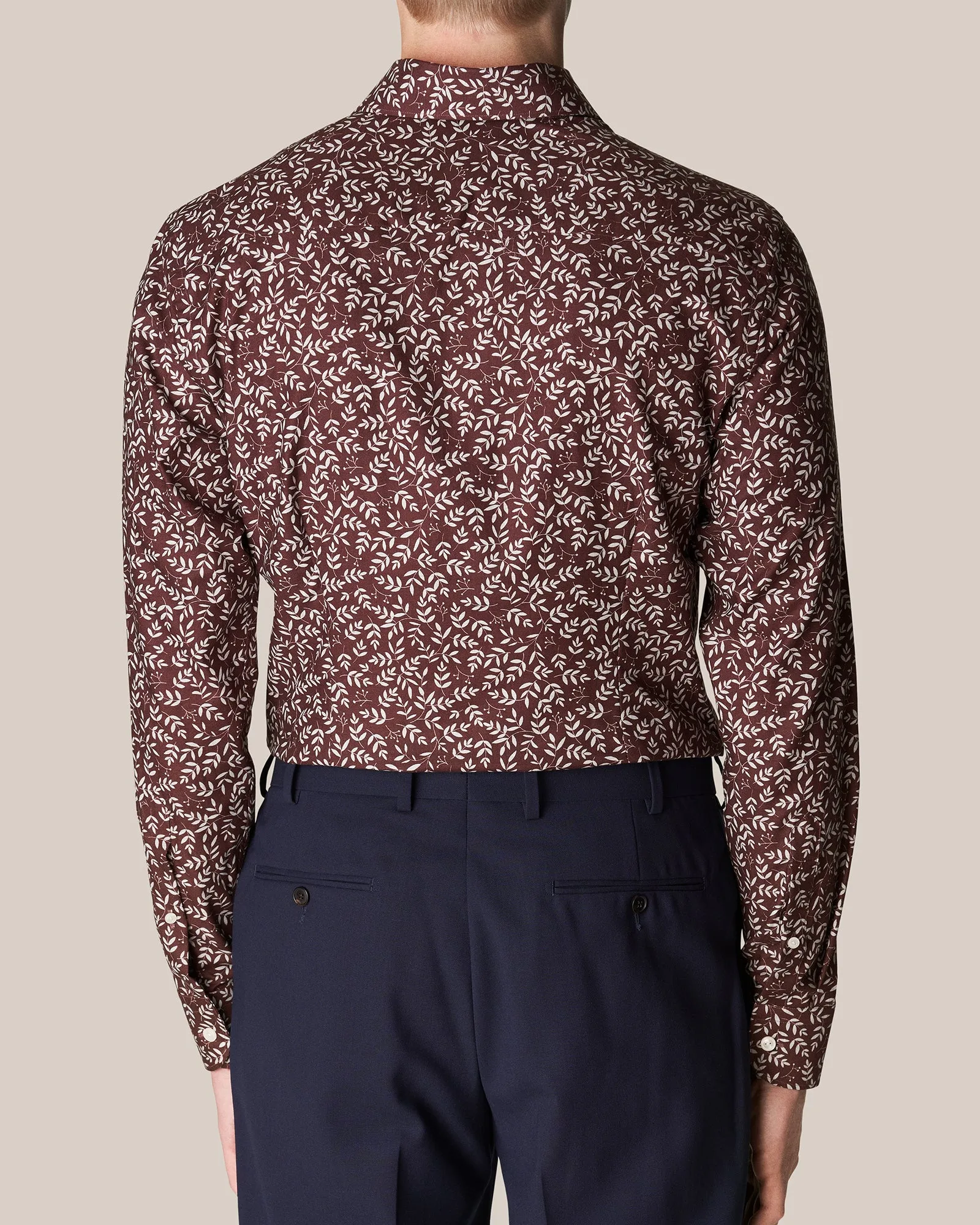 ETON 10000394057 MAROON PRINT SLIM SC SHIRT