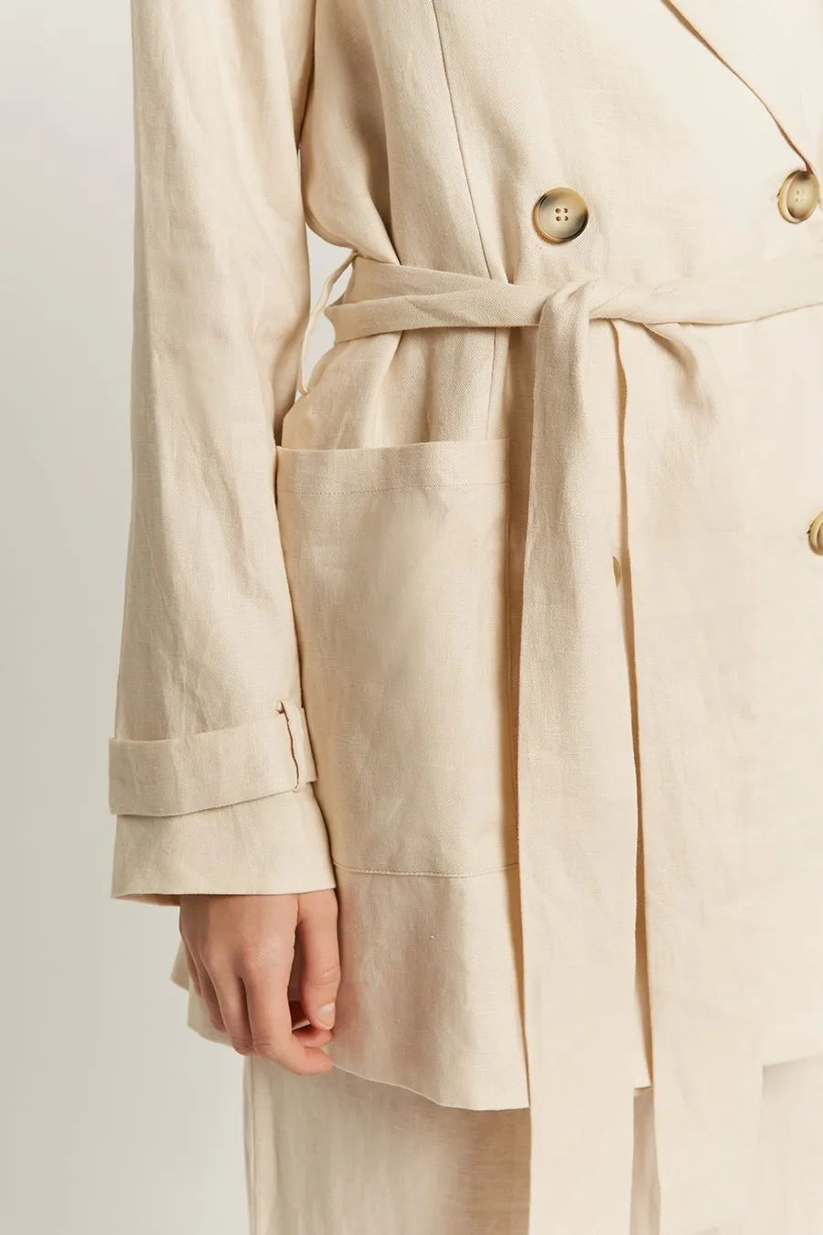 Fleur Linen Tie Blazer