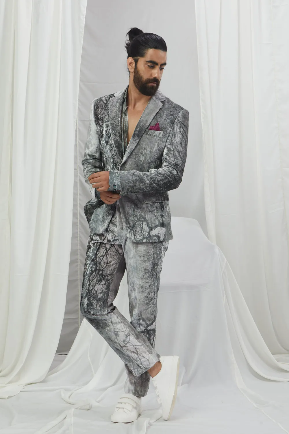 Forest Printed Velvet Blazer