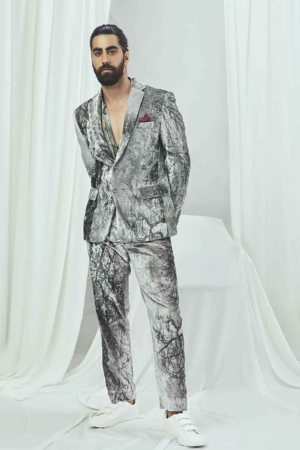Forest Printed Velvet Blazer