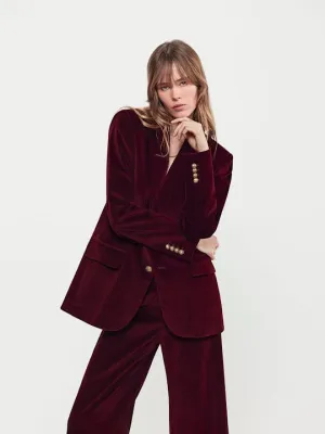 Frame - Everyday Velvet Blazer in Wine