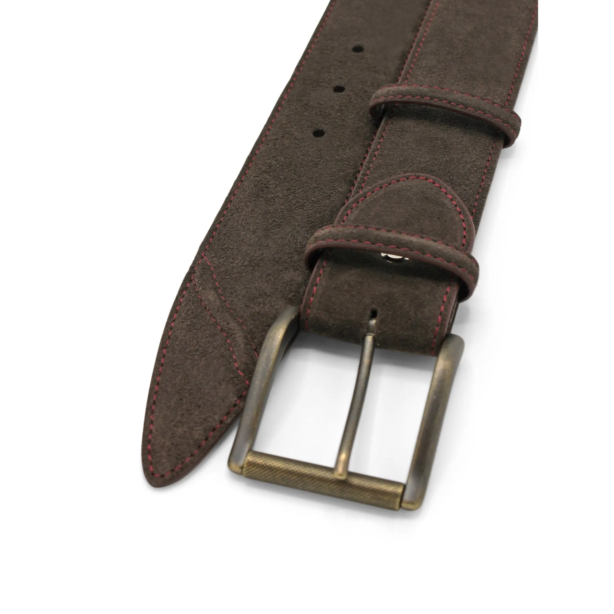 Hancock Dark Choc Suede Contrast Stitch Roller Belt