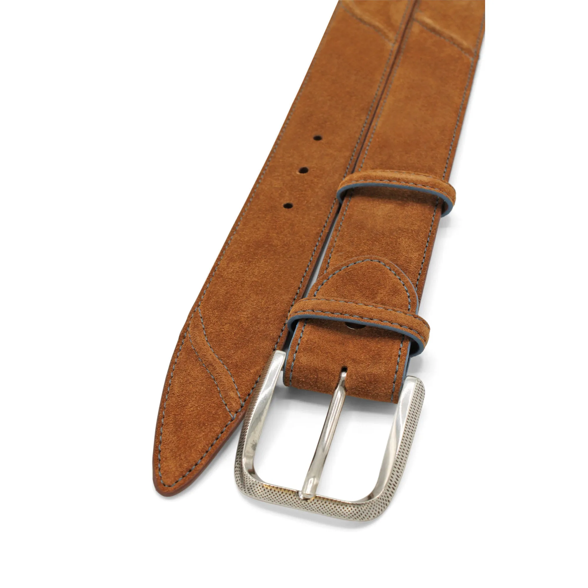 Hancock Tan Suede Contrast Stitch Dimple Belt