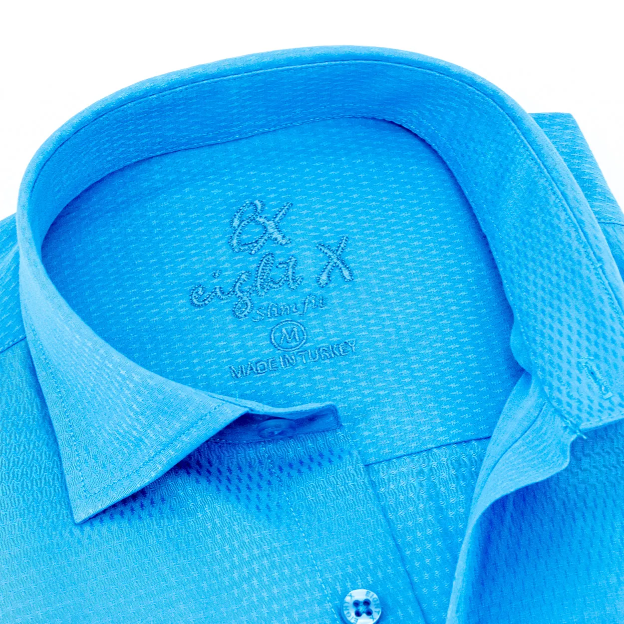 Jacquard Button Down Shirt - Ocean Blue