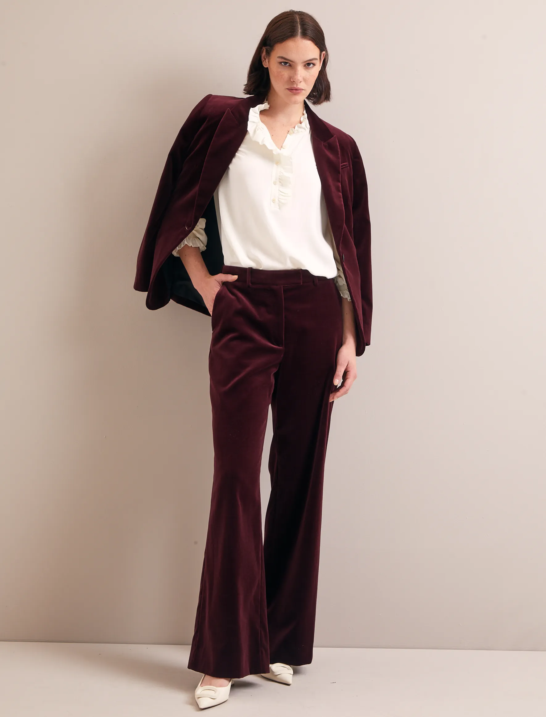 Jamie Velvet Blazer - Burgundy