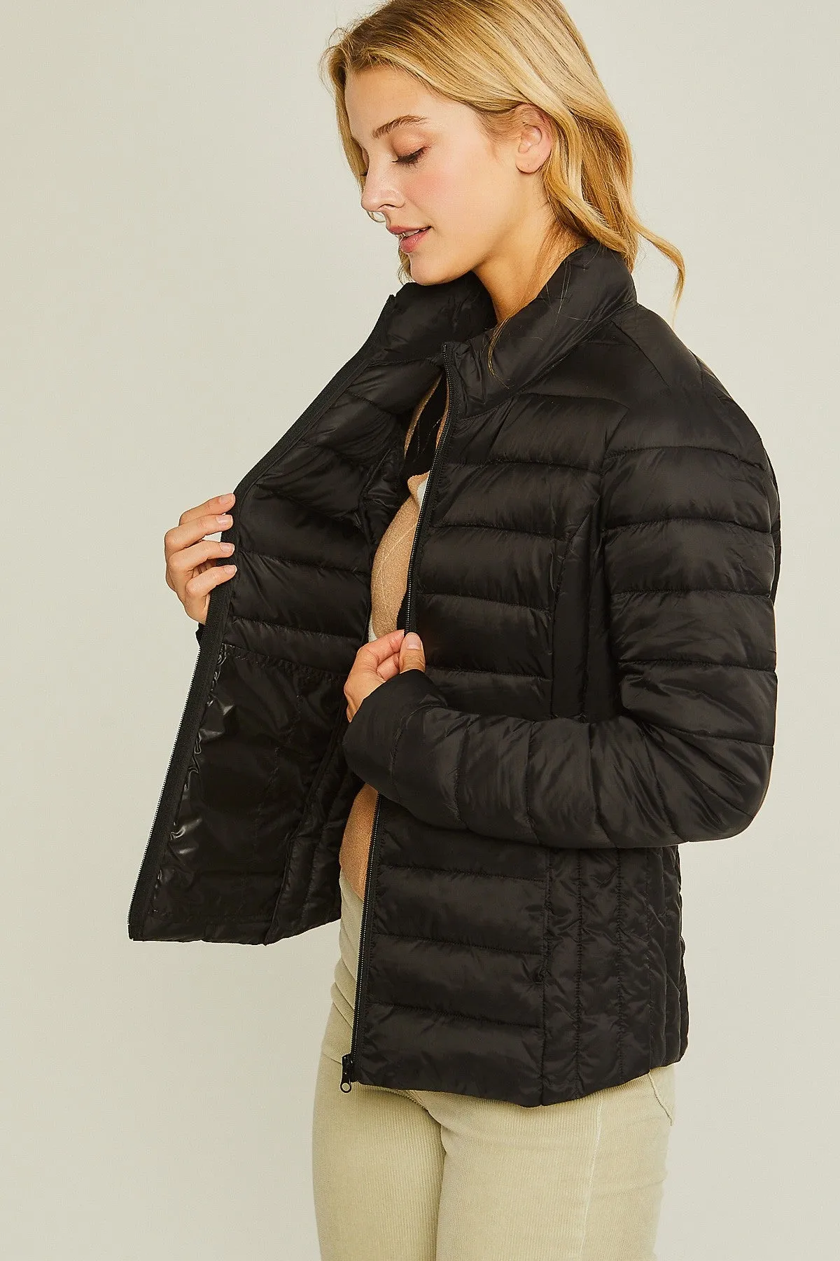 Lightweight Puffer Zip Up Jacket