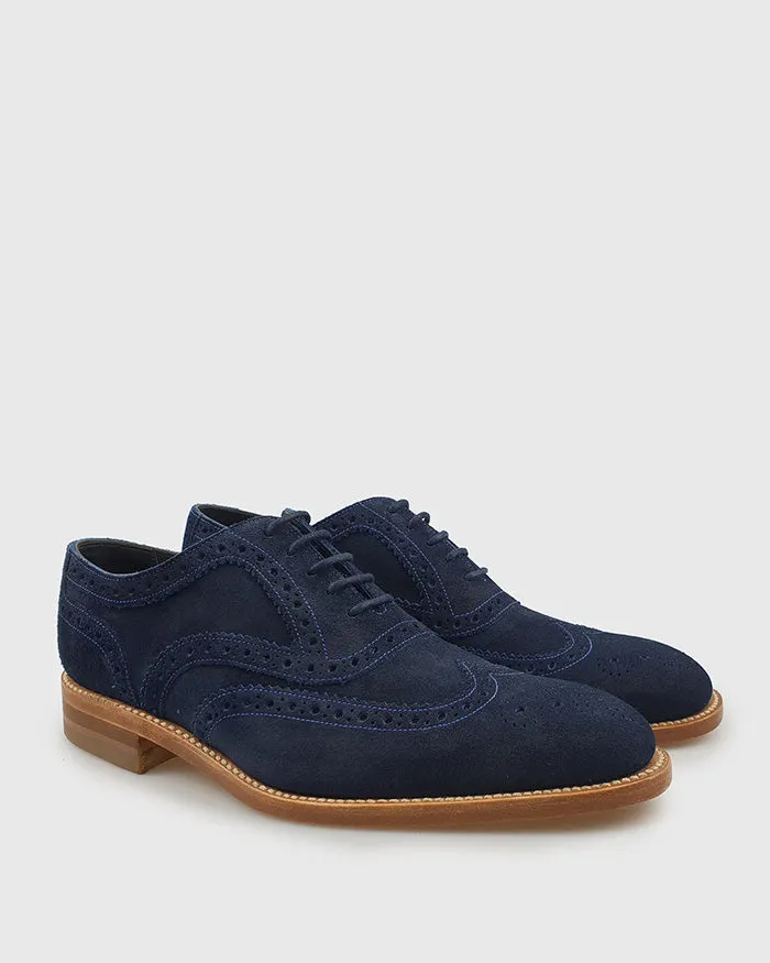 LOAKE RADLEY NAVY GOODYEAR WELTED SUEDE BROGUE SHOES