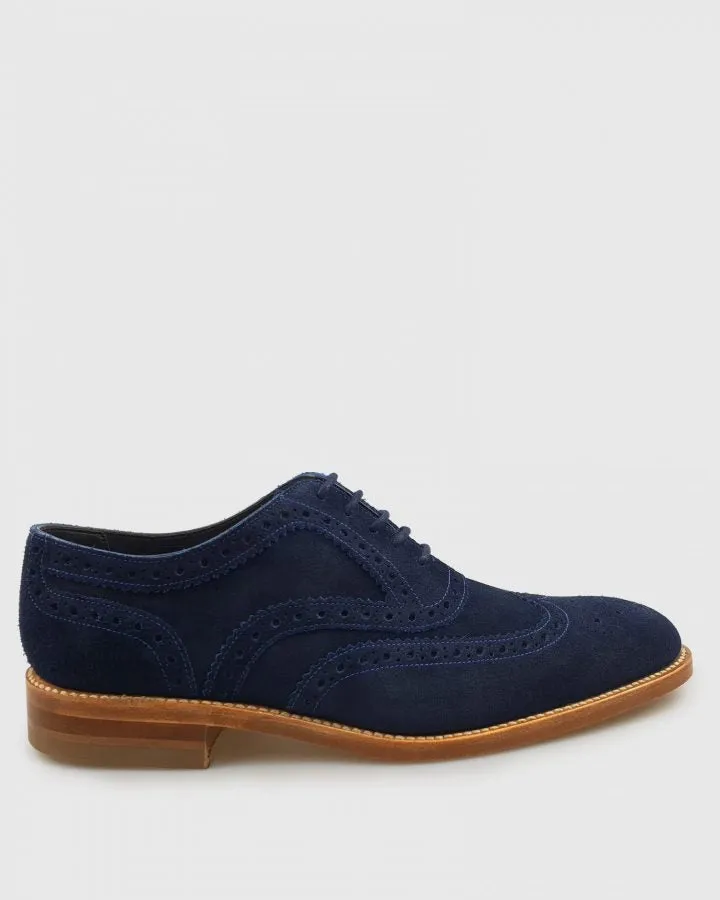 LOAKE RADLEY NAVY GOODYEAR WELTED SUEDE BROGUE SHOES