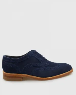 LOAKE RADLEY NAVY GOODYEAR WELTED SUEDE BROGUE SHOES