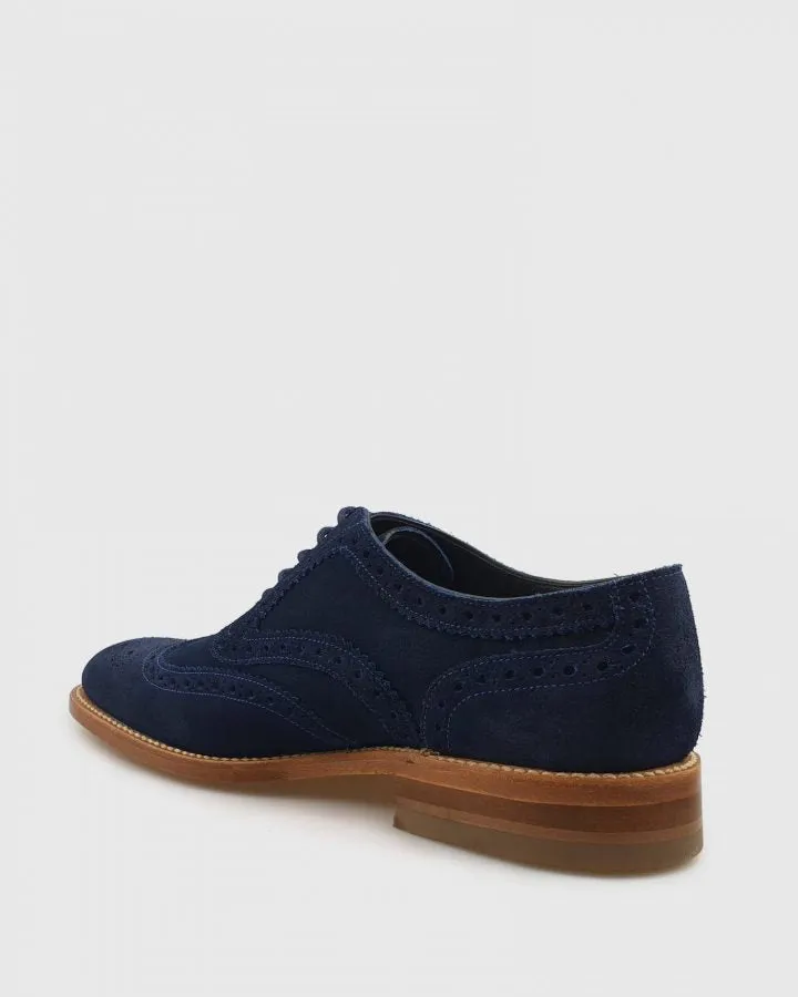 LOAKE RADLEY NAVY GOODYEAR WELTED SUEDE BROGUE SHOES
