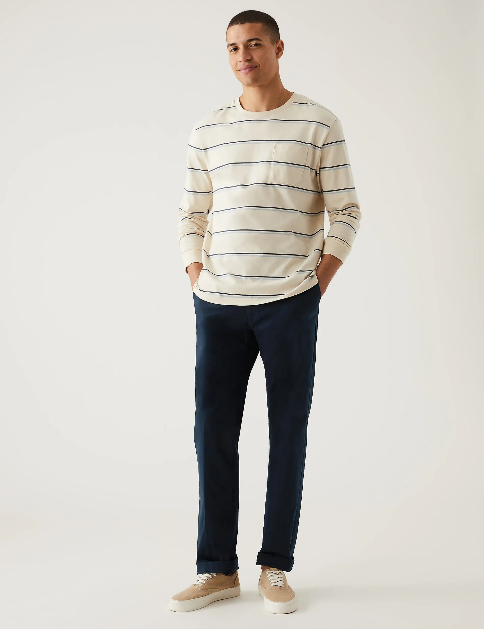 Marks & Spencer Regular Fit Classic Chinos, Navy