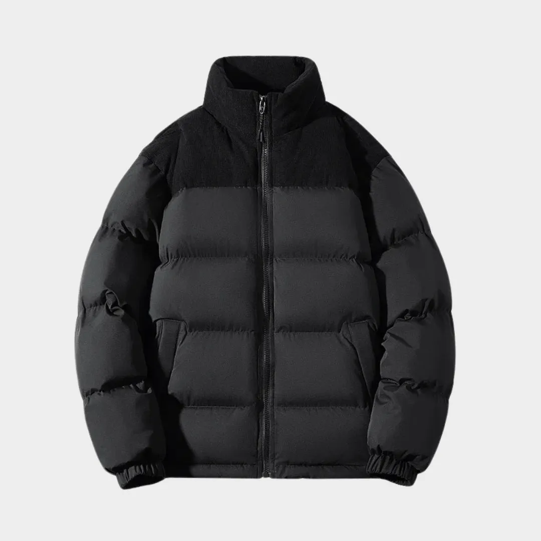 Men's Thick Winter Coat - Solid Color Puffer Jacket, Cotton Padded, Casual Fashion Outerwear, Purple, Black, and More