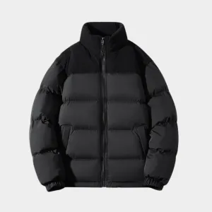 Men's Thick Winter Coat - Solid Color Puffer Jacket, Cotton Padded, Casual Fashion Outerwear, Purple, Black, and More