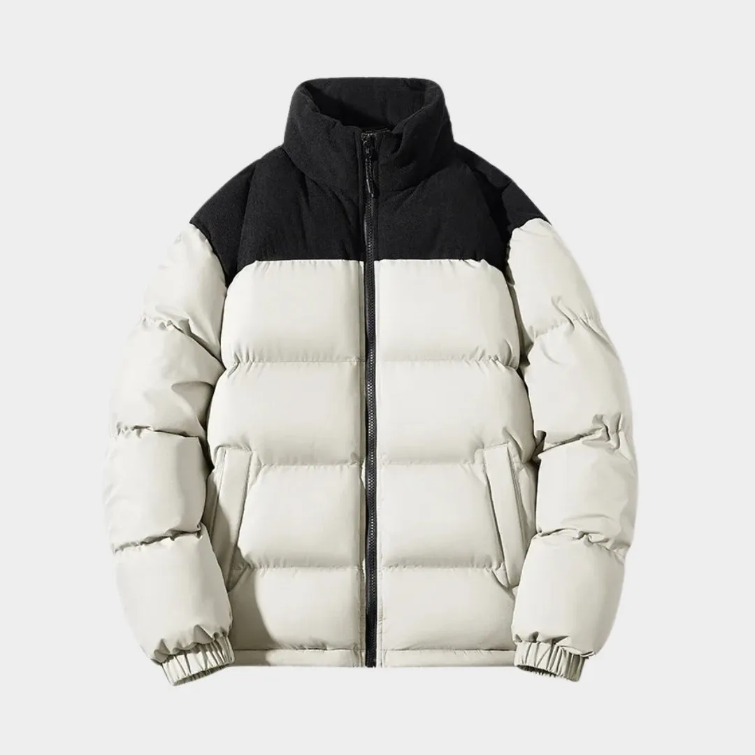 Men's Thick Winter Coat - Solid Color Puffer Jacket, Cotton Padded, Casual Fashion Outerwear, Purple, Black, and More