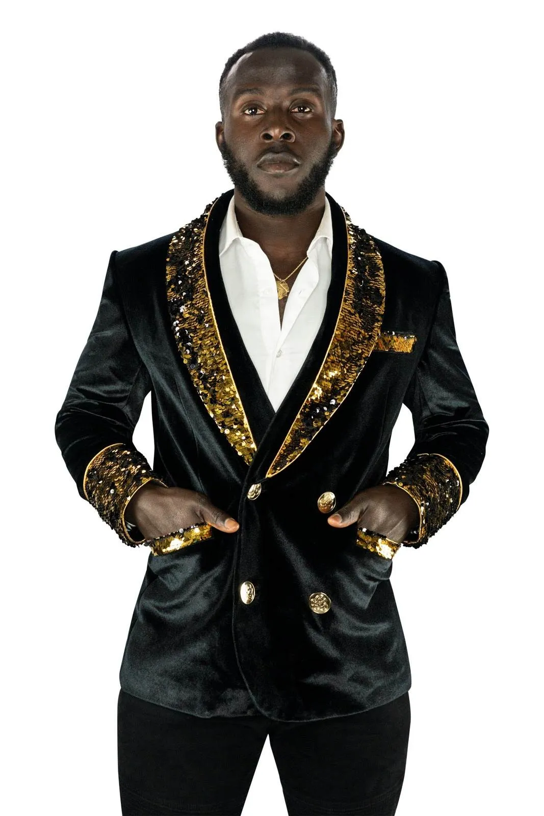 Mens Velvet Smoking Jacket - Gold