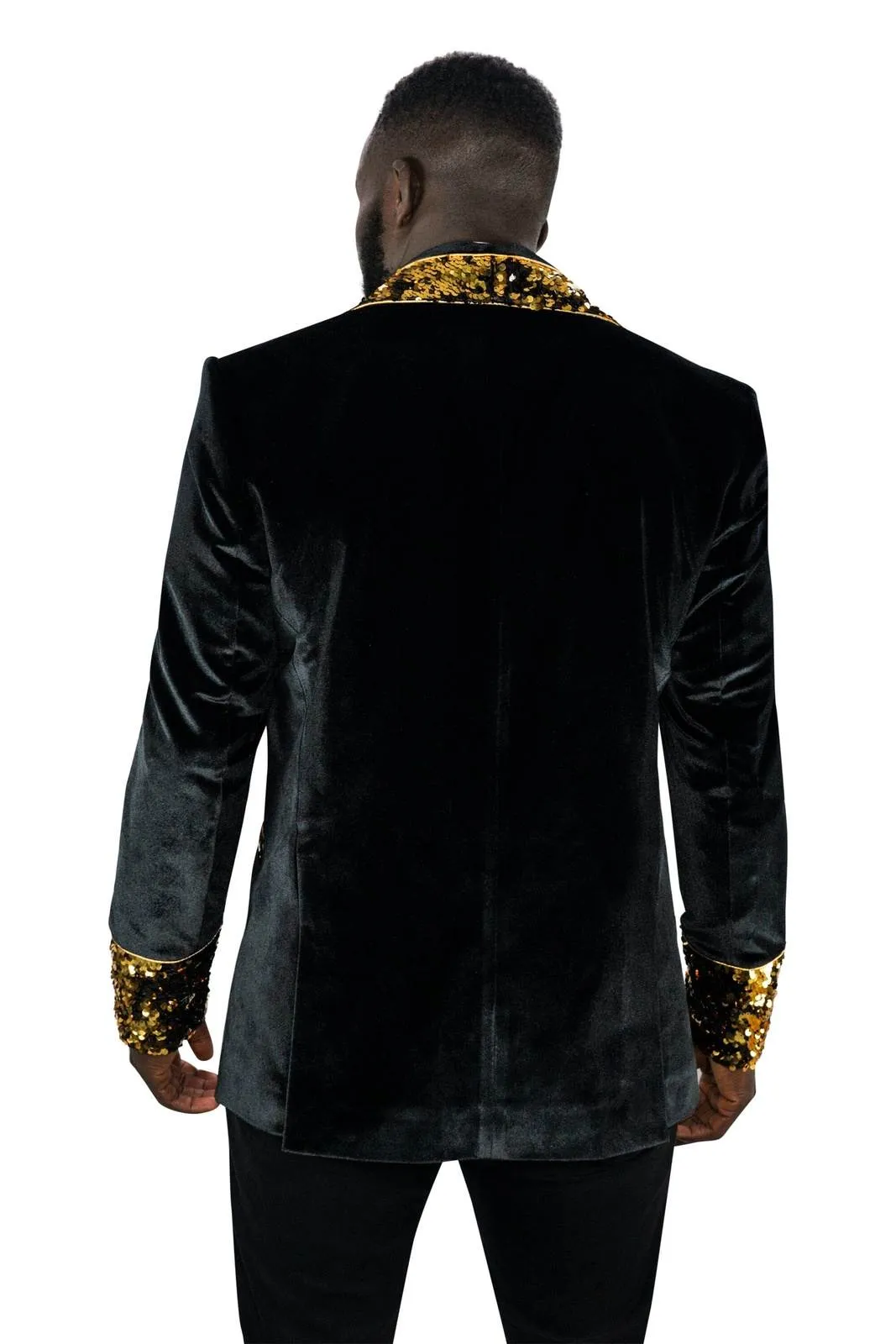 Mens Velvet Smoking Jacket - Gold