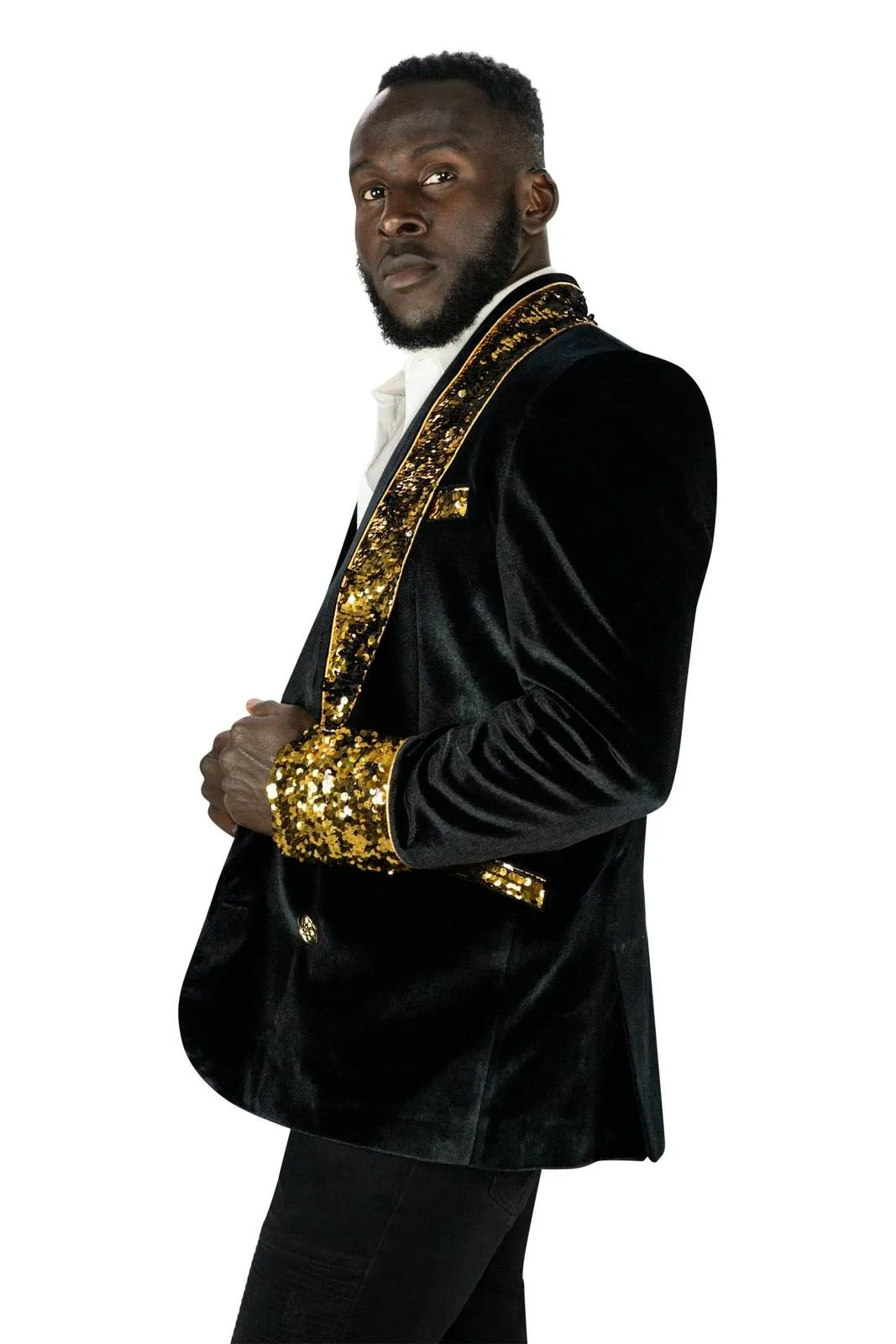 Mens Velvet Smoking Jacket - Gold