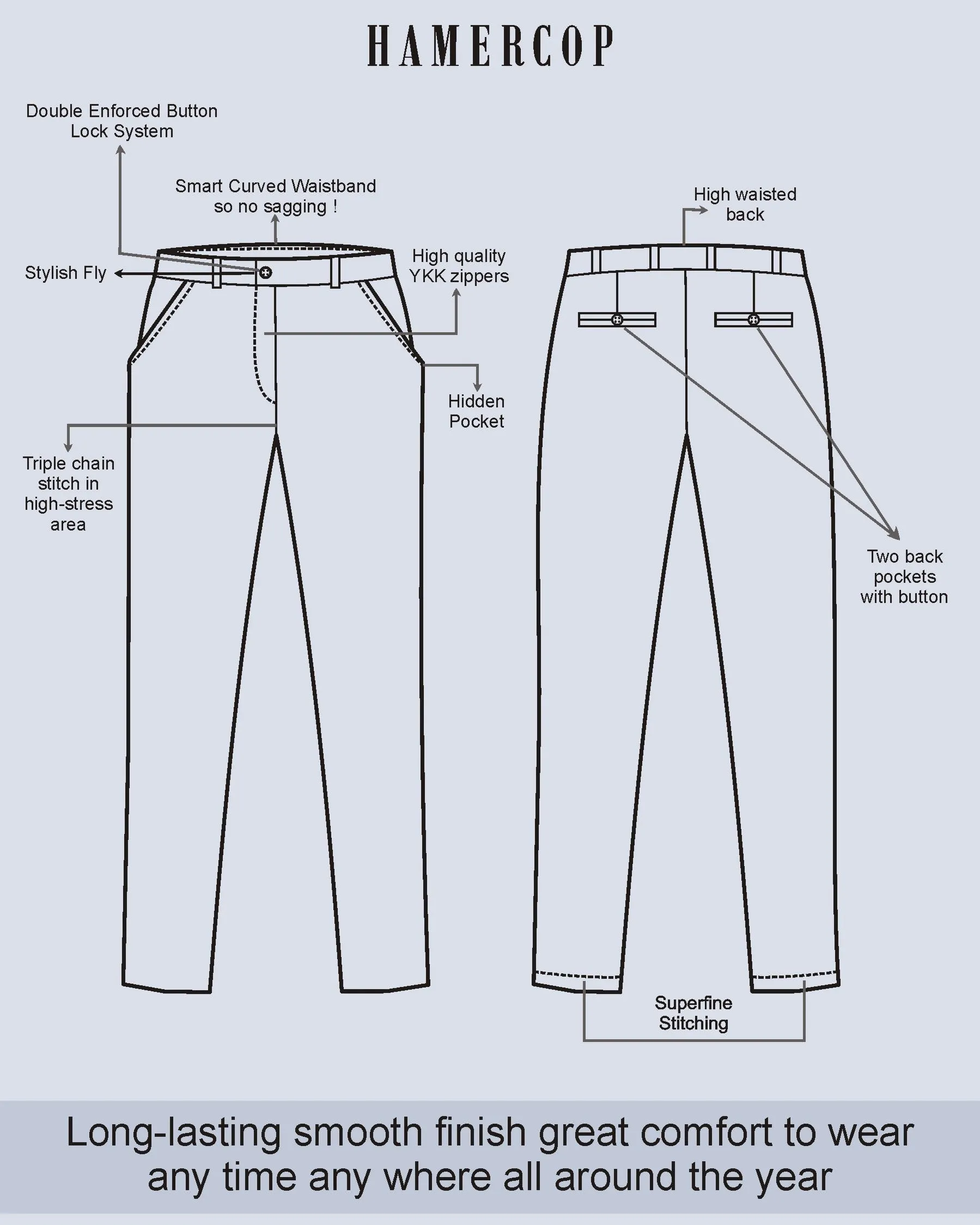 Mets Blue Stretch Cotton Chinos