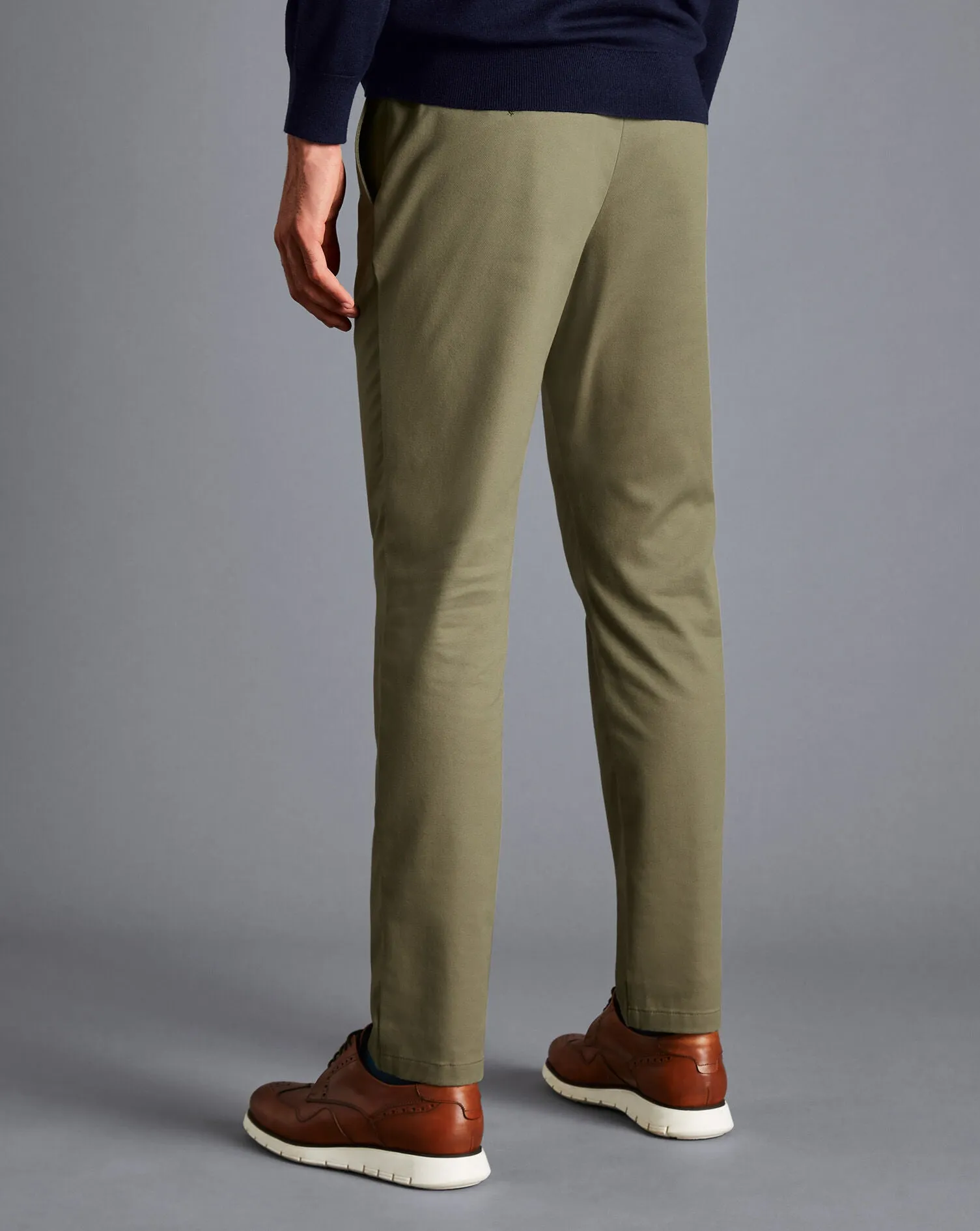 OLIVE GREEN SLIM FIT ULTIMATE NON-IRON CHINO