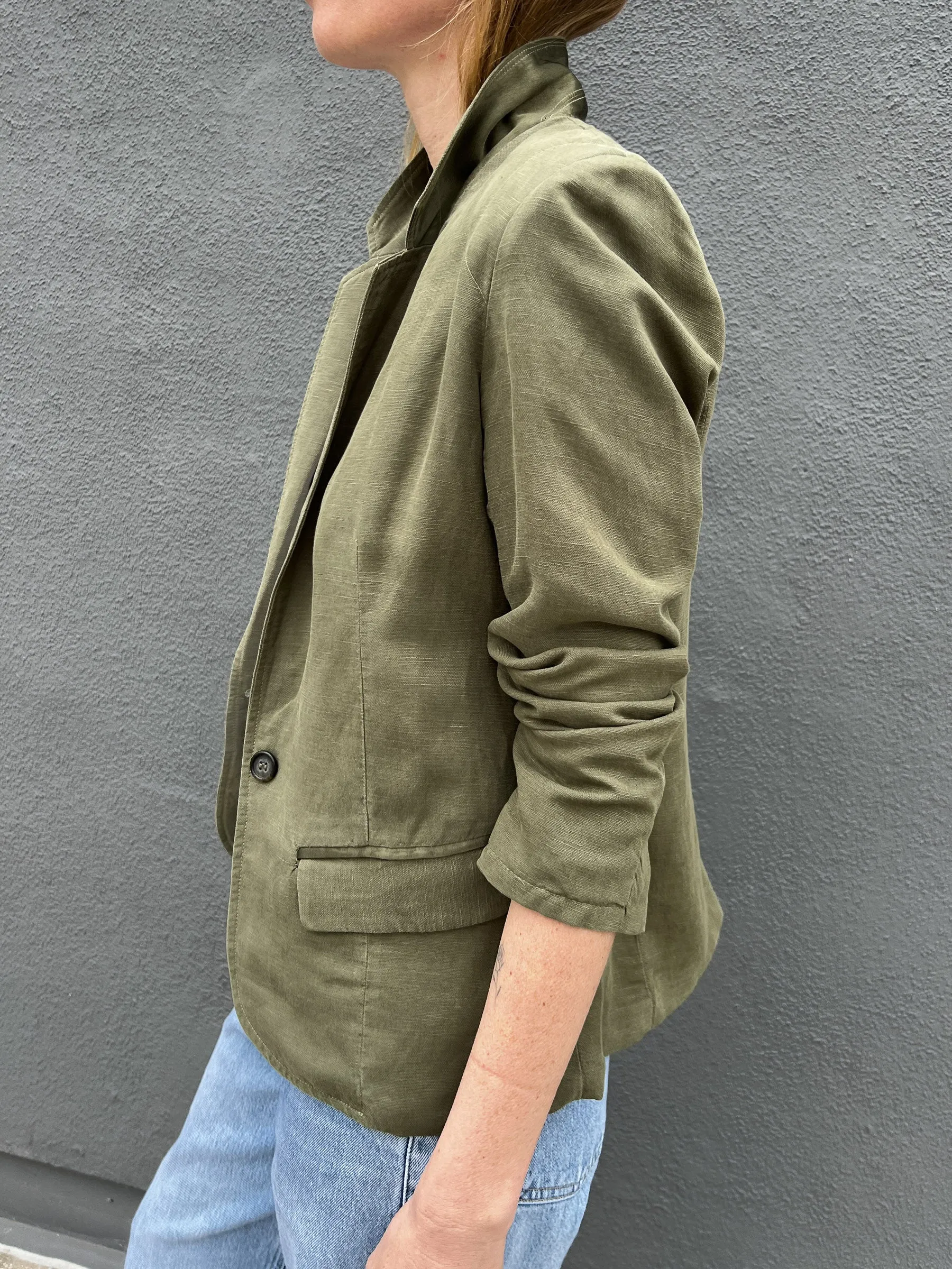 Owen Blazer in Linen - Military