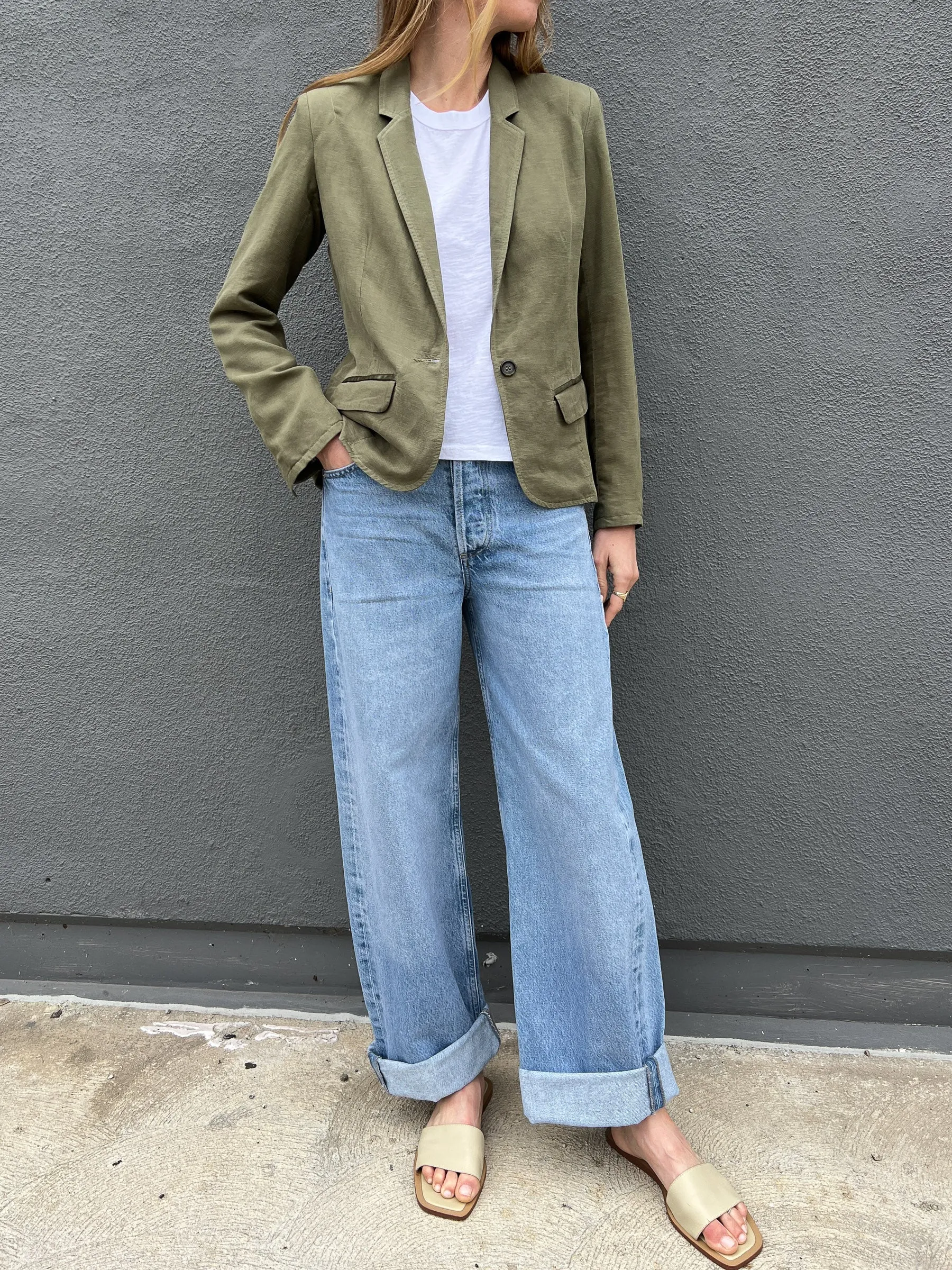 Owen Blazer in Linen - Military