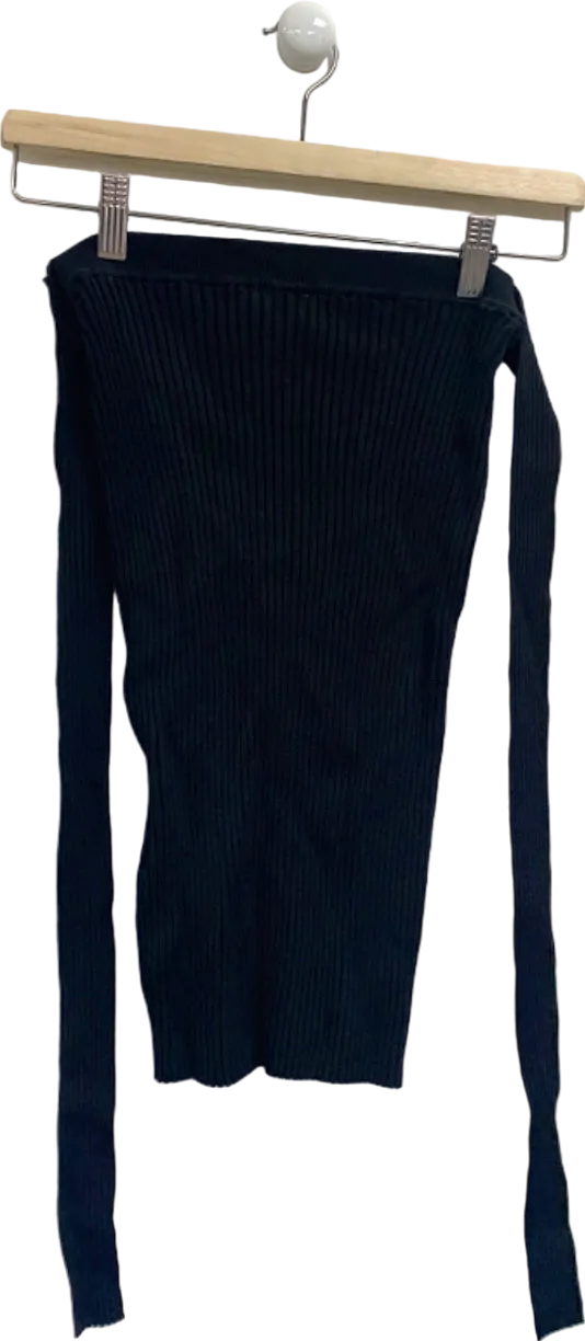 Point Zero One Black Ribbed Knit Top
