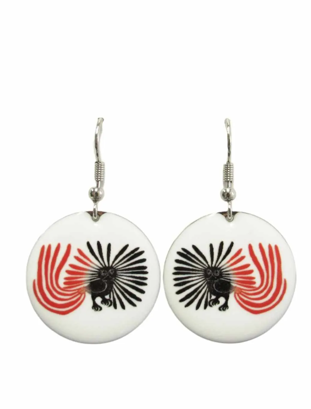 "Enchanted Owl" Dangle Earrings artwork by Inuit Native Artist, Kenojuak Ashevak