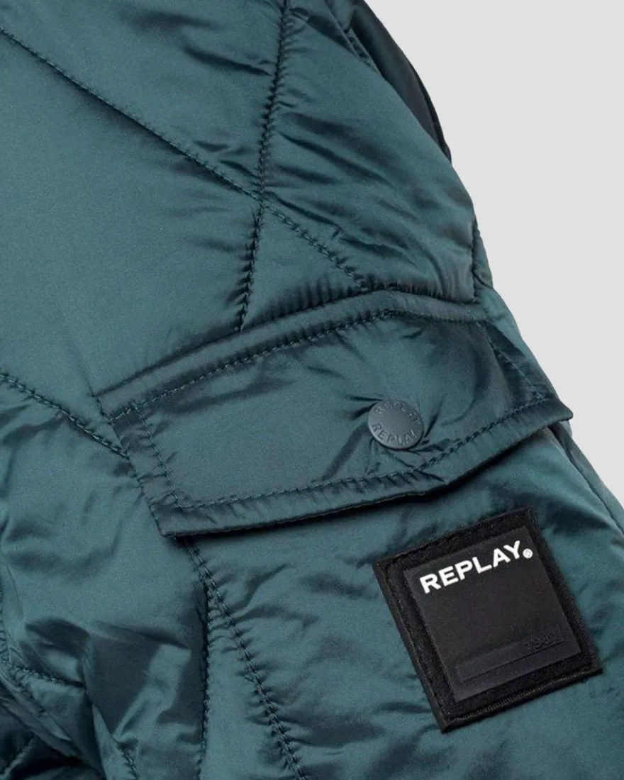 REPLAY M800183406 FOREST GREEN HOODED JACKET
